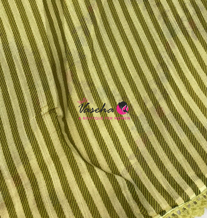 Linen Tissue Saree -  Light & Dark Combo - Green Shade- VVLTS006