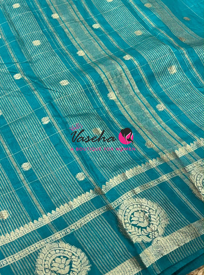 Semi Tussar Silk Saree | Blue  Shade |VVSTS060