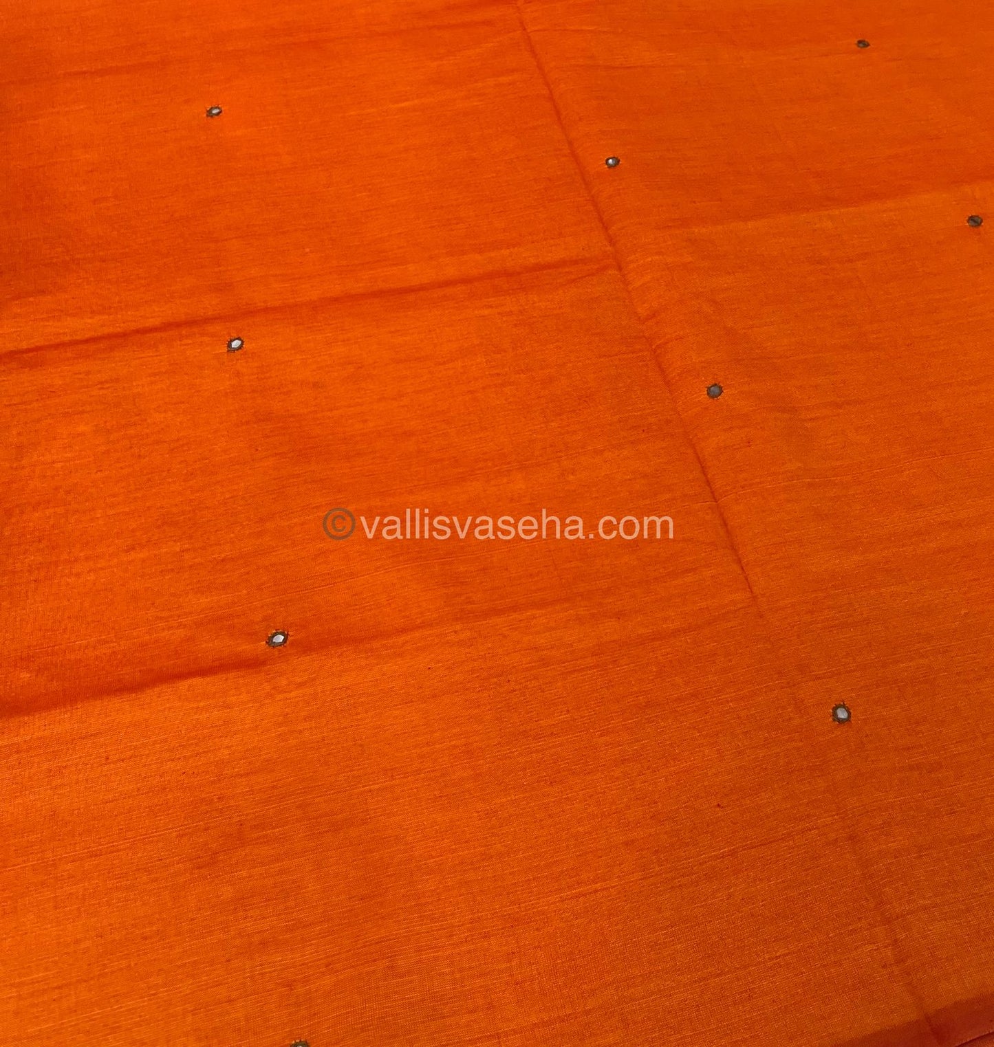 South Mixed Cotton - Mirror Work Embroidery - Orange With Brown - VVPCM002