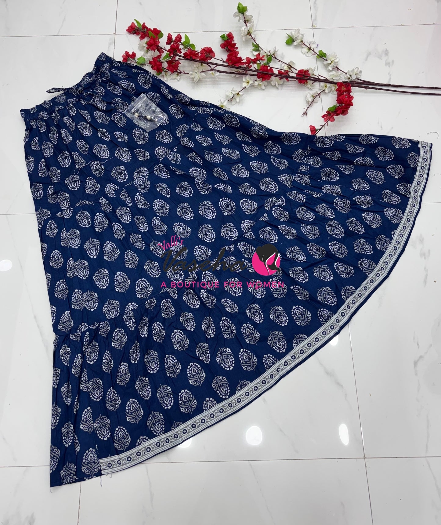 Skirts - Indigo Blue shade - Free Size ( Fit Upto XL Size) - VVPS001