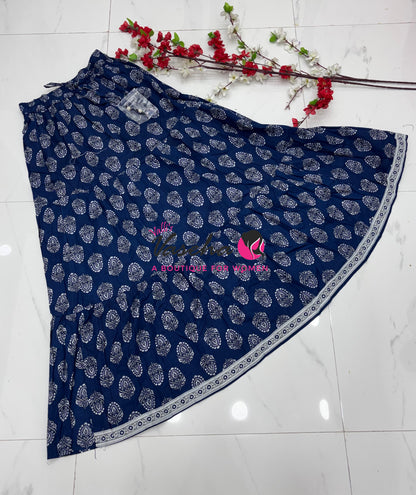Skirts - Indigo Blue shade - Free Size ( Fit Upto XL Size) - VVPS001
