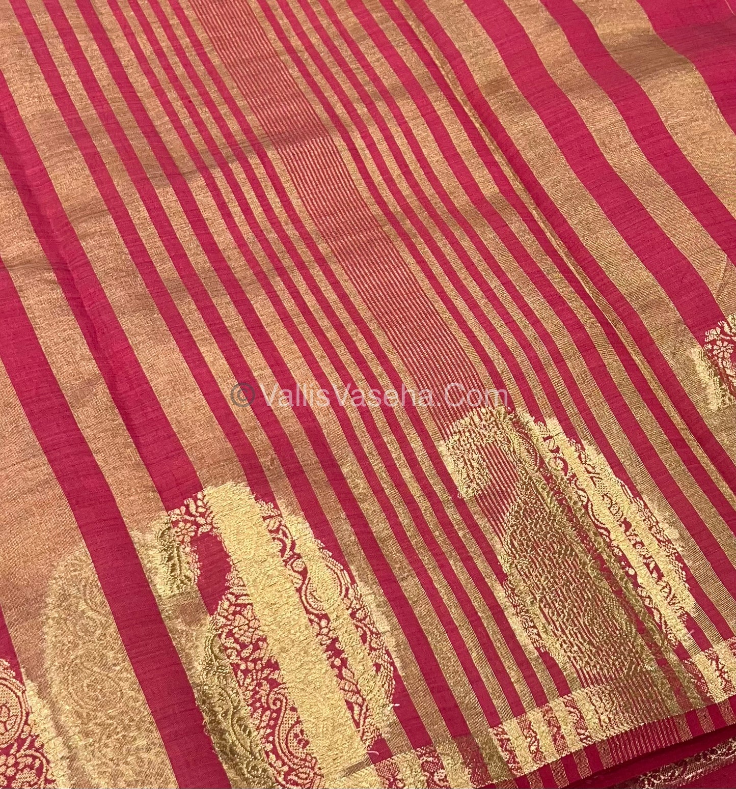 Semi Tussar Silk - Small Mango - Dark Pink Shade - VVSTS002