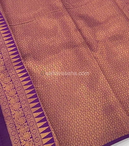 Kanchi Semi Silk - Ice Blue (Grey Shade)with Purple - Mayil & Chakkaram design - VVKSS001