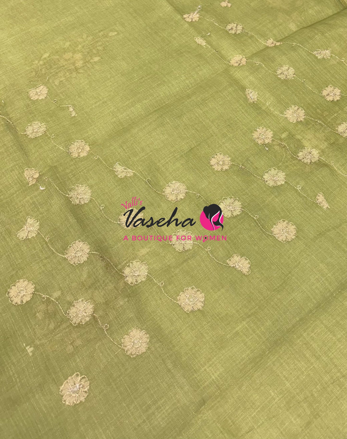 Linen Tissue Saree - Green Shade - VVLTS002