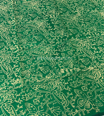South Mixed Cotton - Mirror Work Embroidery - Cream with Green - VVPCM002