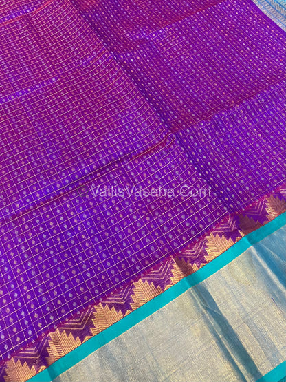 Pure Korvai Silk Cotton - Lakshadeepam Design - Short and Long border - VVKLD003