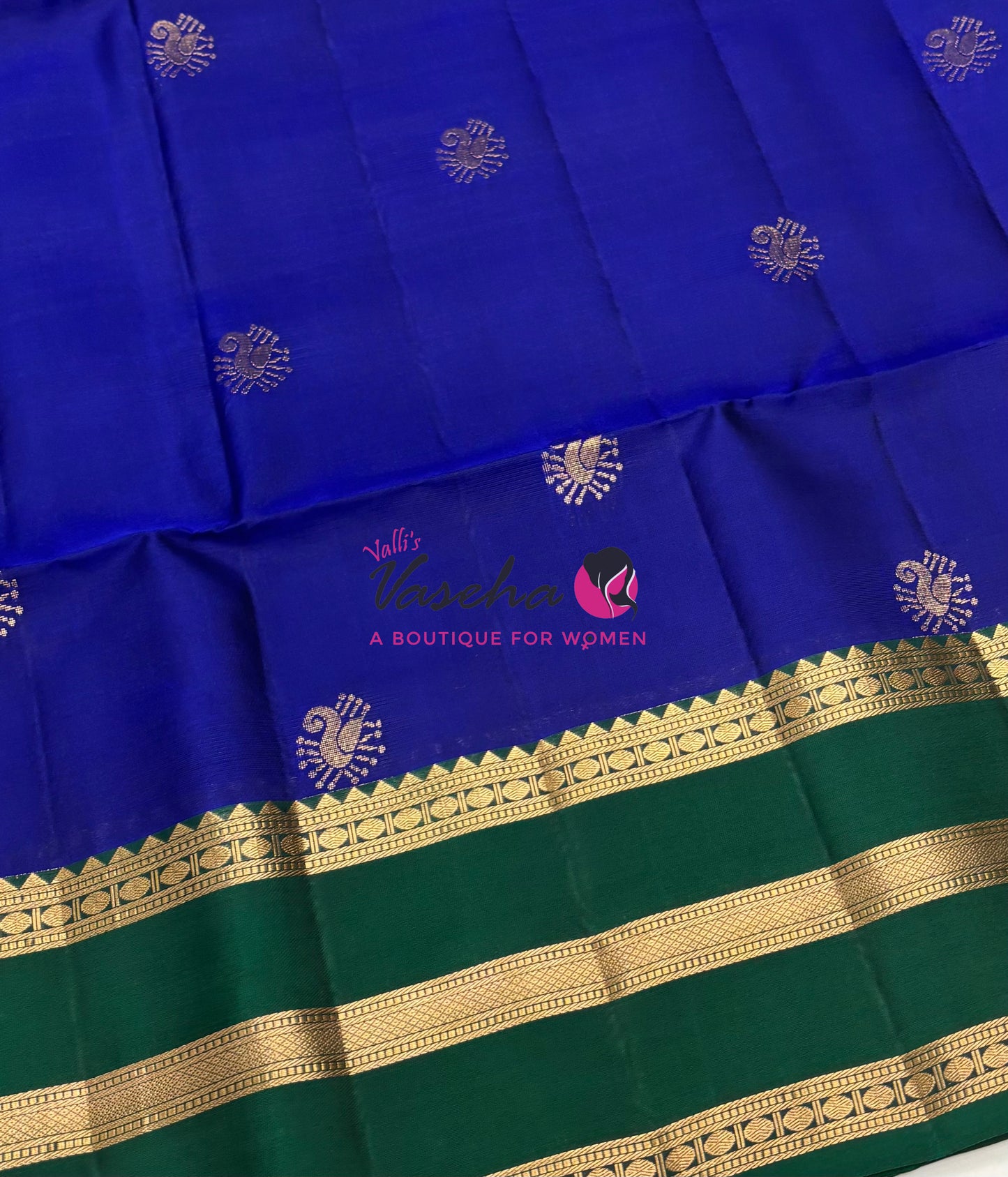 Half Mixed  Soft Silk Saree - Blue & Green - VVPSS077