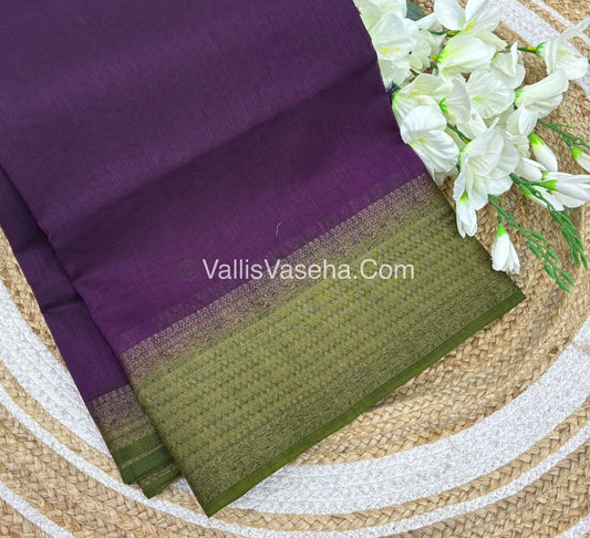 Bamboo Silk Saree - Violet With Green Shade - VVBSS003