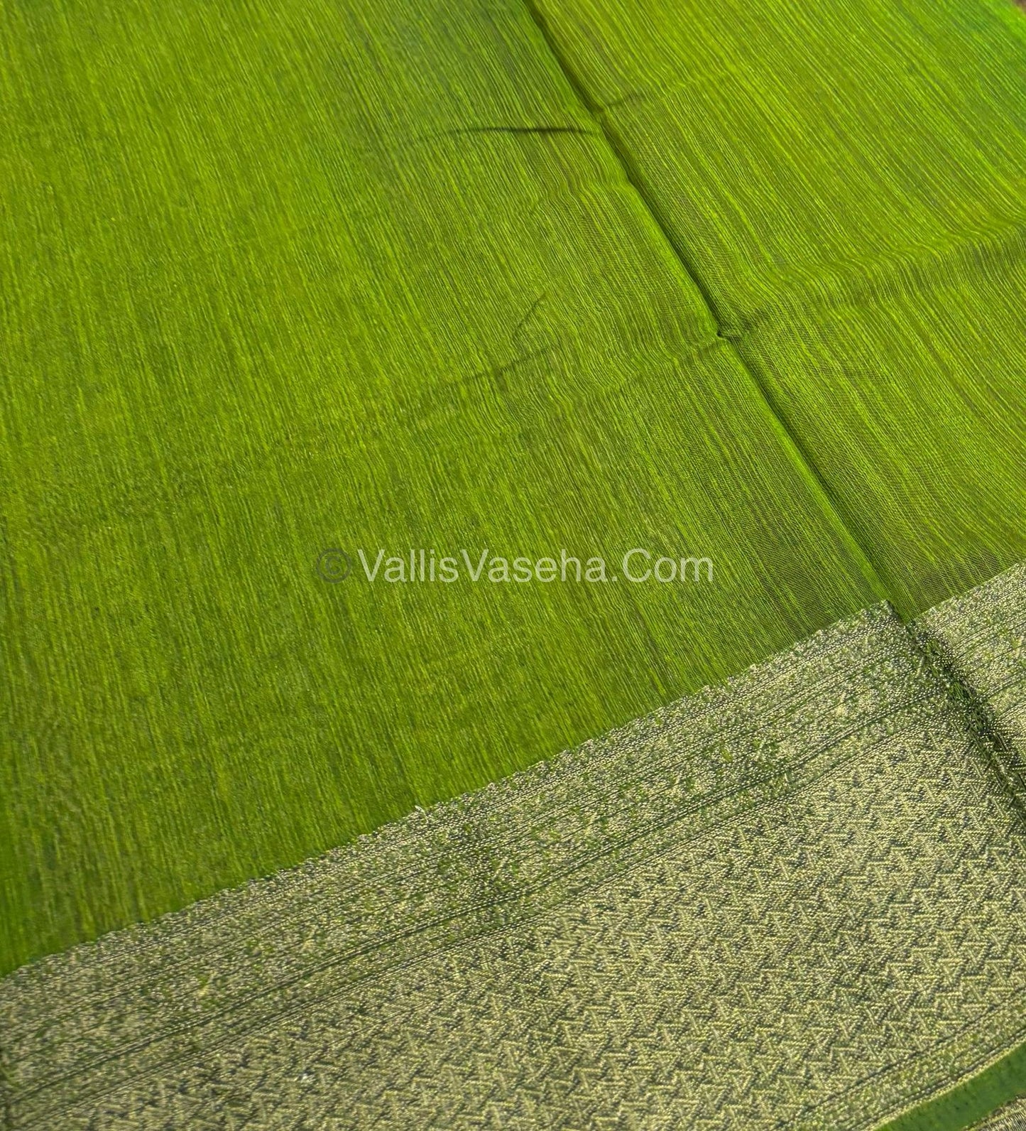 Bamboo Silk Saree - Wine With Green Shade - VVBSS004