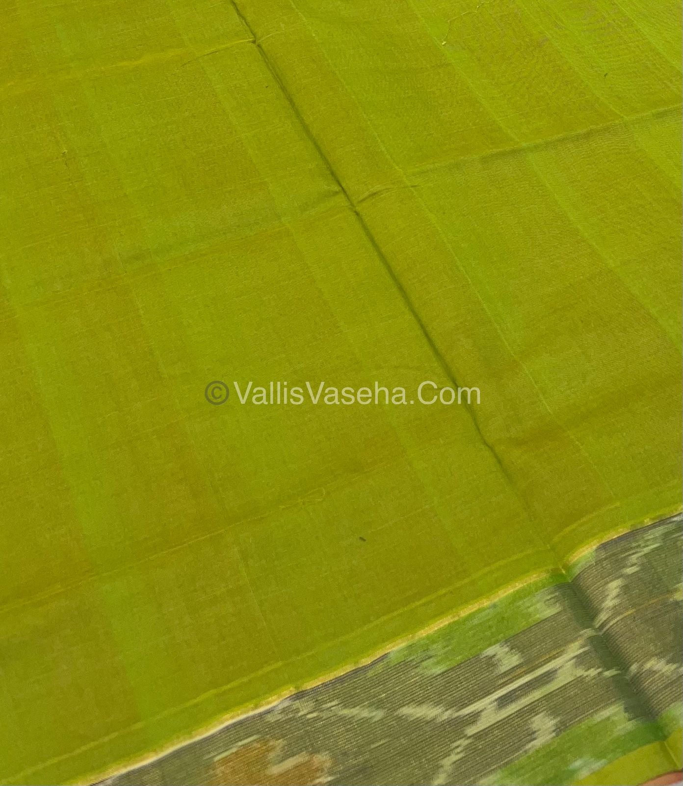 Semi Silk Cotton Saree -  Pink & Green   - VVSSC001