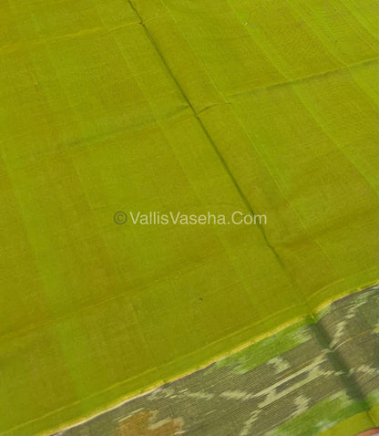 Semi Silk Cotton Saree -  Pink & Green   - VVSSC001