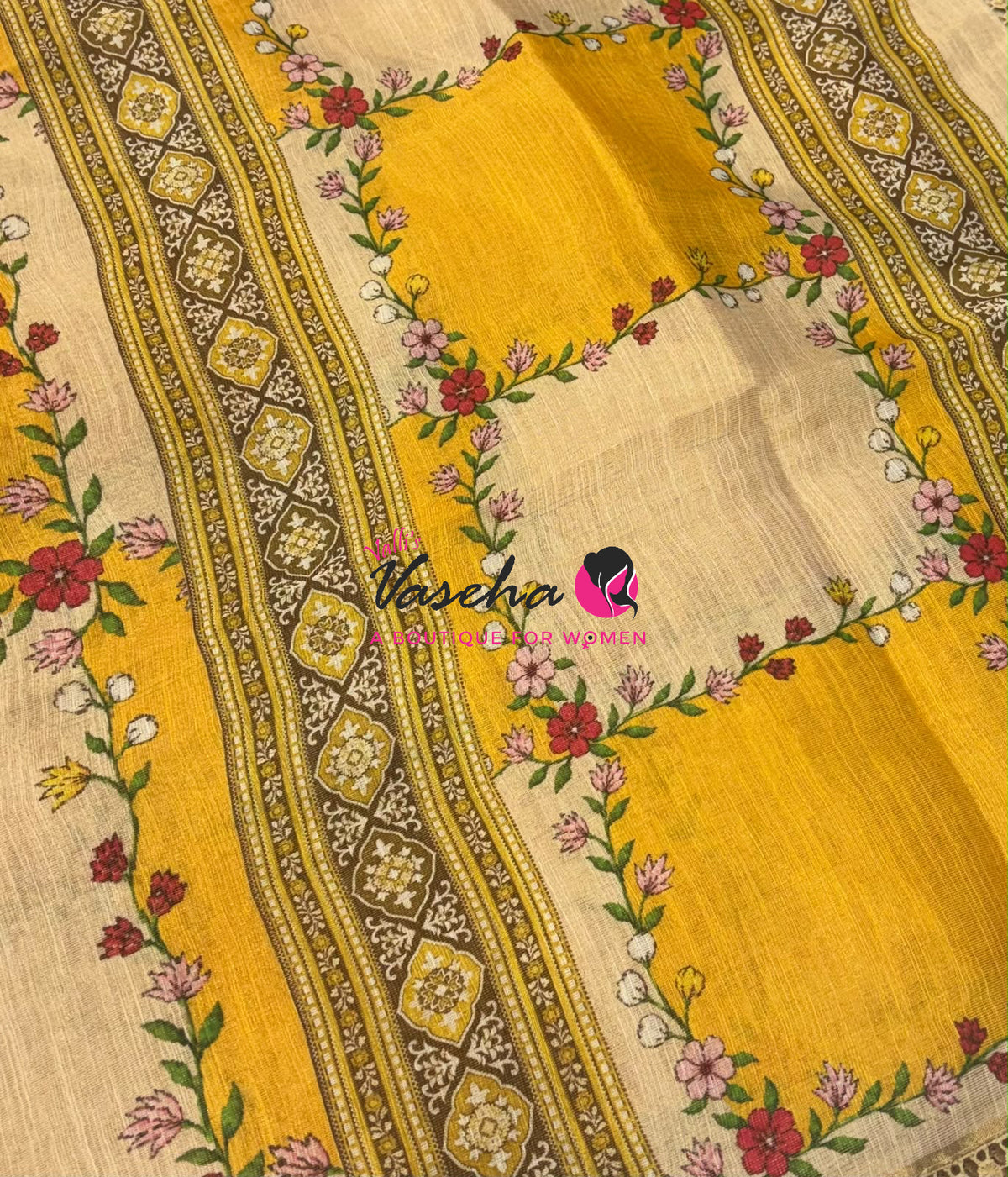 Linen Tissue Saree -  Light & Dark Combo - Yellow Shade - VVLTS005