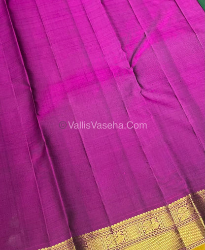 Pure Kanchipuram Silk Saree - Green with Pinkish Purple Shade - VVPS010