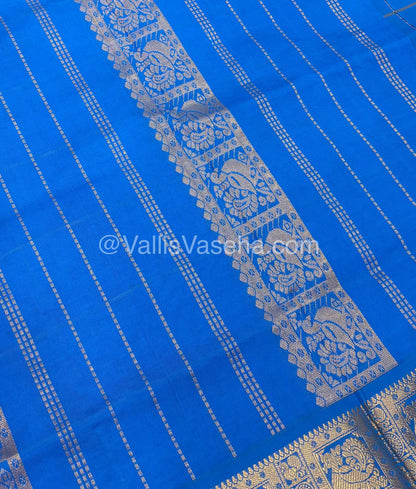 Semi Silk Cotton Saree - Blue with Red shade - VVSSC002