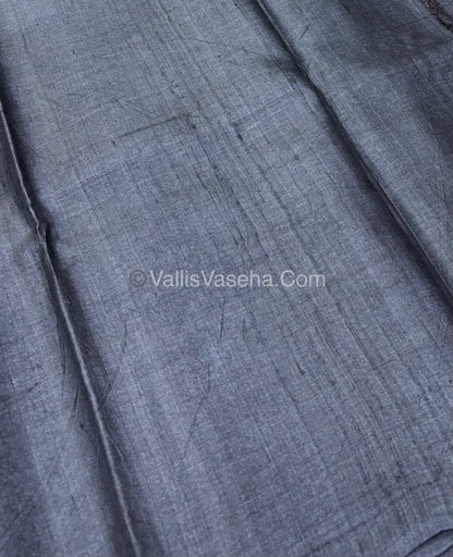Pure Tussar Silk - Black With Black Shade - VVPTS001