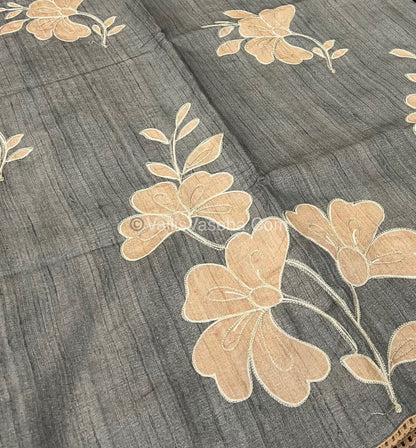 Semi Raw Silk with embroidery work - VVSRS001