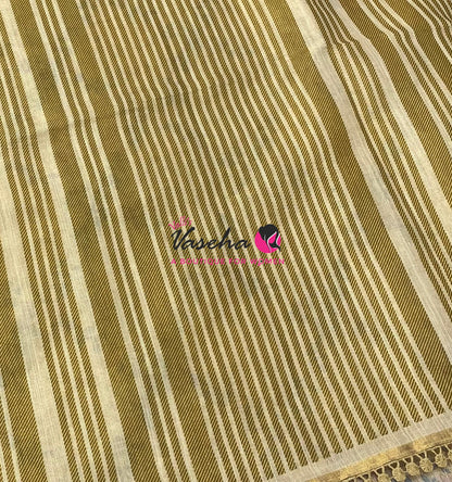 Linen Tissue Saree -  Light & Dark Combo - Yellow Shade - VVLTS008