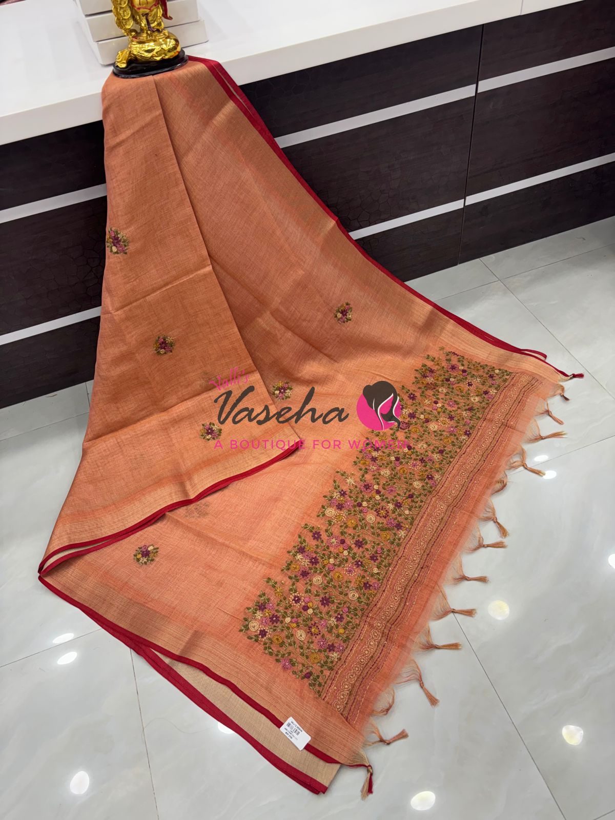 French Knot - Tissue Saree - Peach Shade - VVLFN014