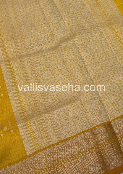Semi Tussar Silk - Grand Pallu - Yellow Shade - VVSTS031