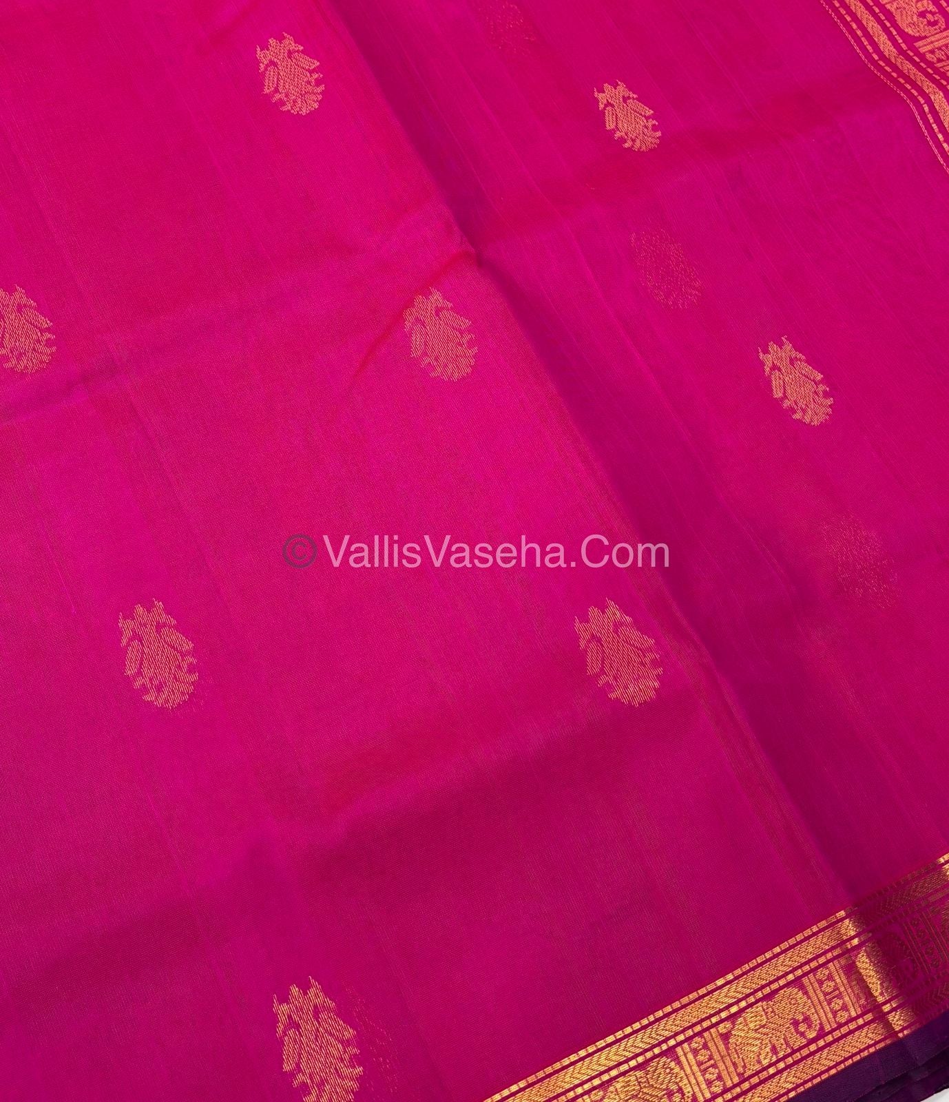 Pure Silk Cotton Saree - Retta Mayil Design - Pink Shade - VVRMS001