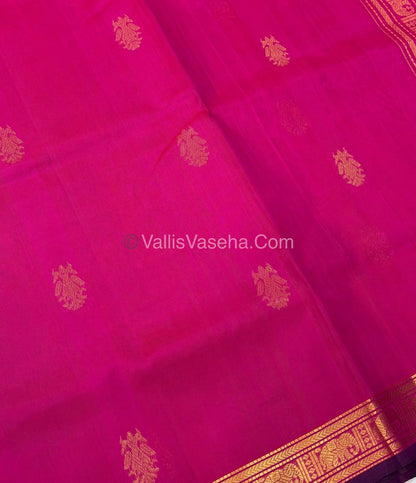 Pure Silk Cotton Saree - Retta Mayil Design - Pink Shade - VVRMS001