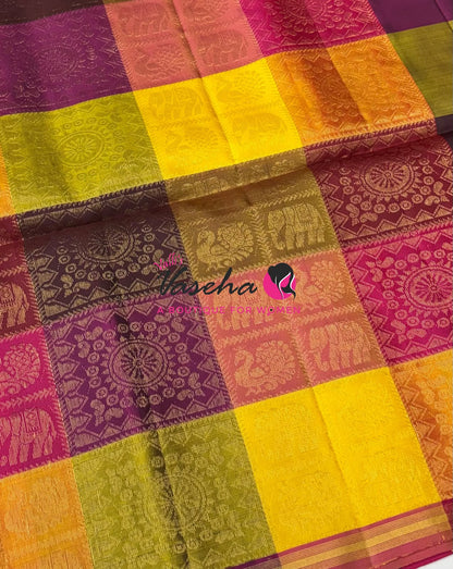 Pure Soft Silk Saree - Partly Pallu -  Half & Half Saree - VVPSS088