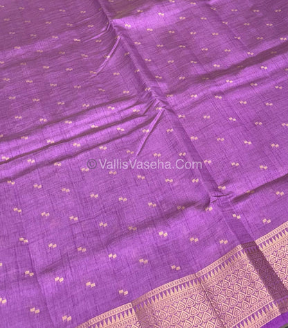 Semi Tussar Silk - Grand Pallu  - Lilac / Light Lavendar Shade - VVSTS020