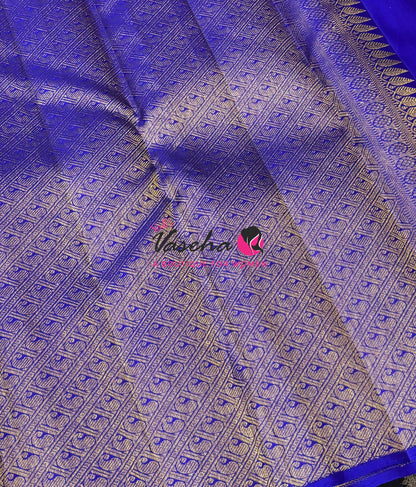 Pure Kanchipuram Silk Saree - Royal Blue - VVPS084