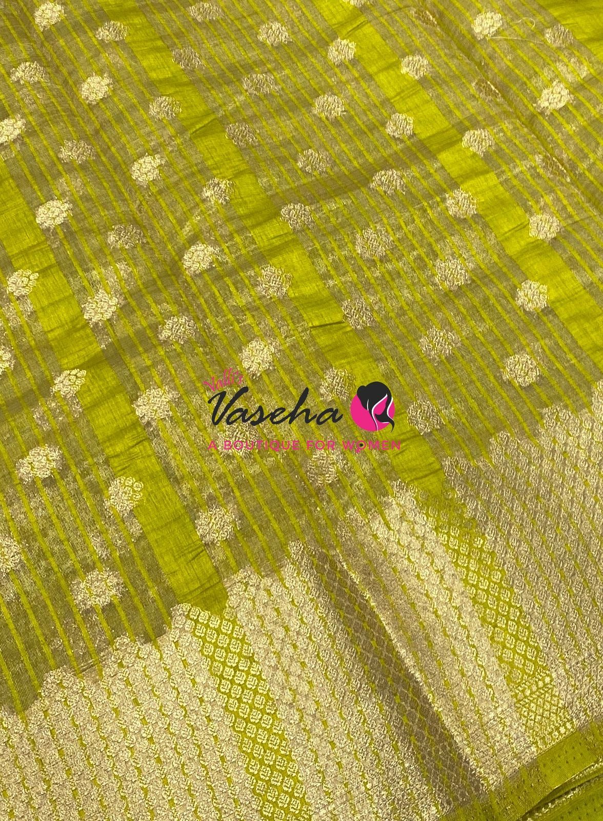 Semi Tussar Silk Saree | Lemon Green Shade |VVSTS057