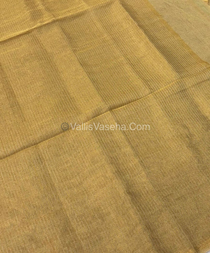 Pure Maheshwari Tissue Silk - Triple Tone Creamish Gold & Gold Shade - VVMTS001