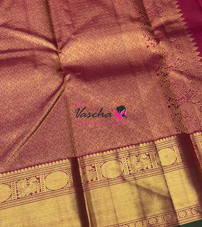 Pure Kanchipuram Silk Saree - Maroon Shade  - VVPS067