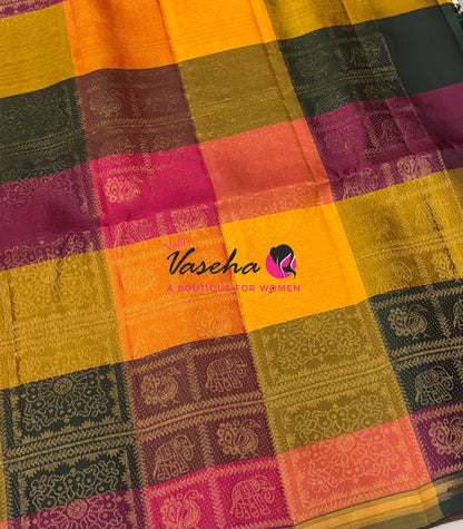 Pure Soft Silk Saree - Partly Pallu -  Half & Half Saree - VVPSS088