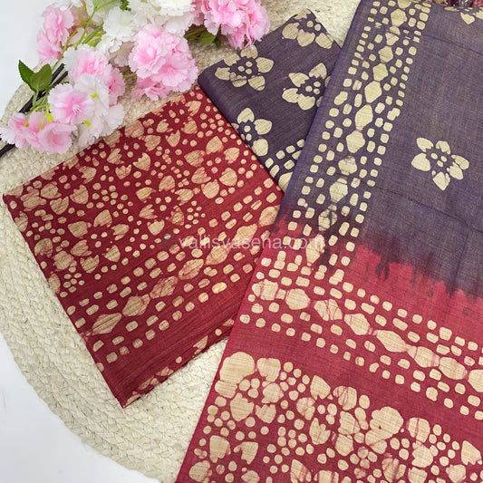 Unstitched Salwar Material- Baswada Batick Printed Silk - VVUSM005