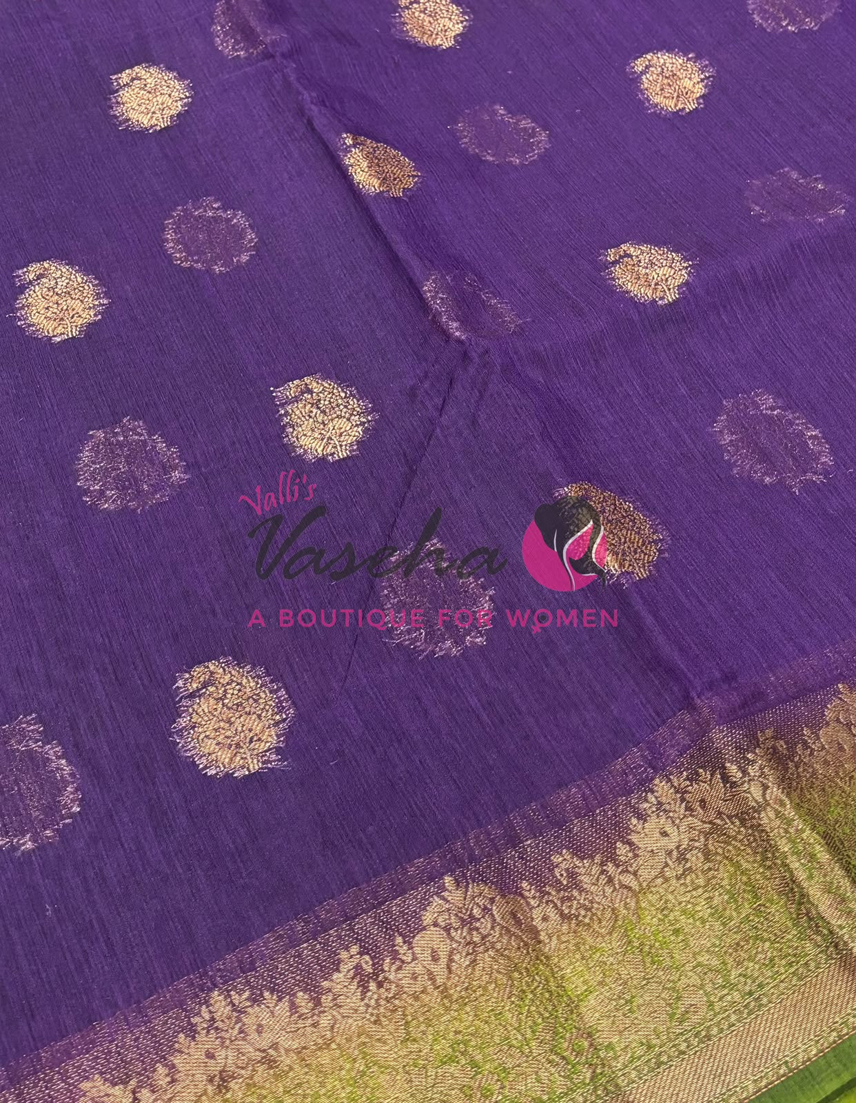 Bamboo Silk Saree- Purple with Green Shade - VVBSS014