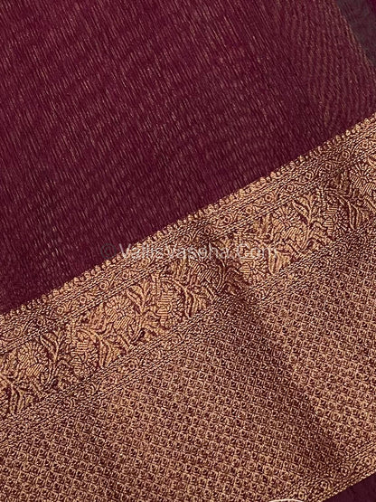 Bamboo Silk Saree - Green With Brown Shade - VVBSS008