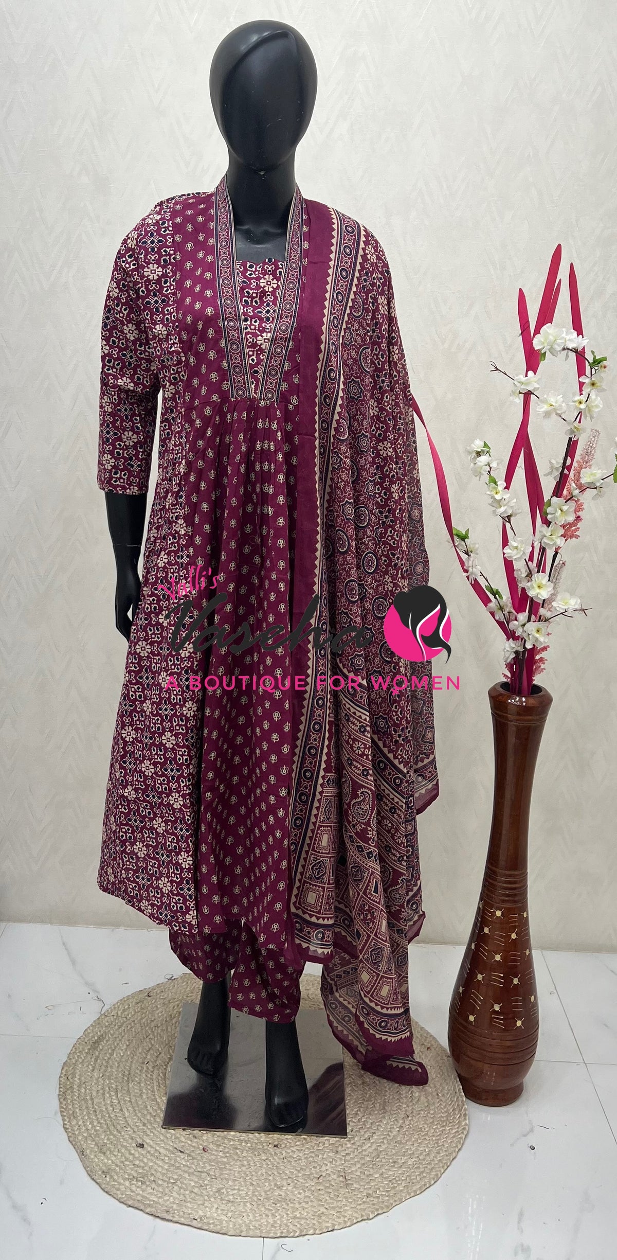 Ready Made | Anarkali Set  |Salwar, Kameez & Duppatta(3pc)|Cotton |VVRMS029