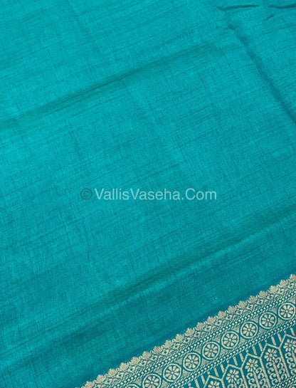 Semi Tussar Silk - Grand Pallu  - Blue Shade - VVSTS031