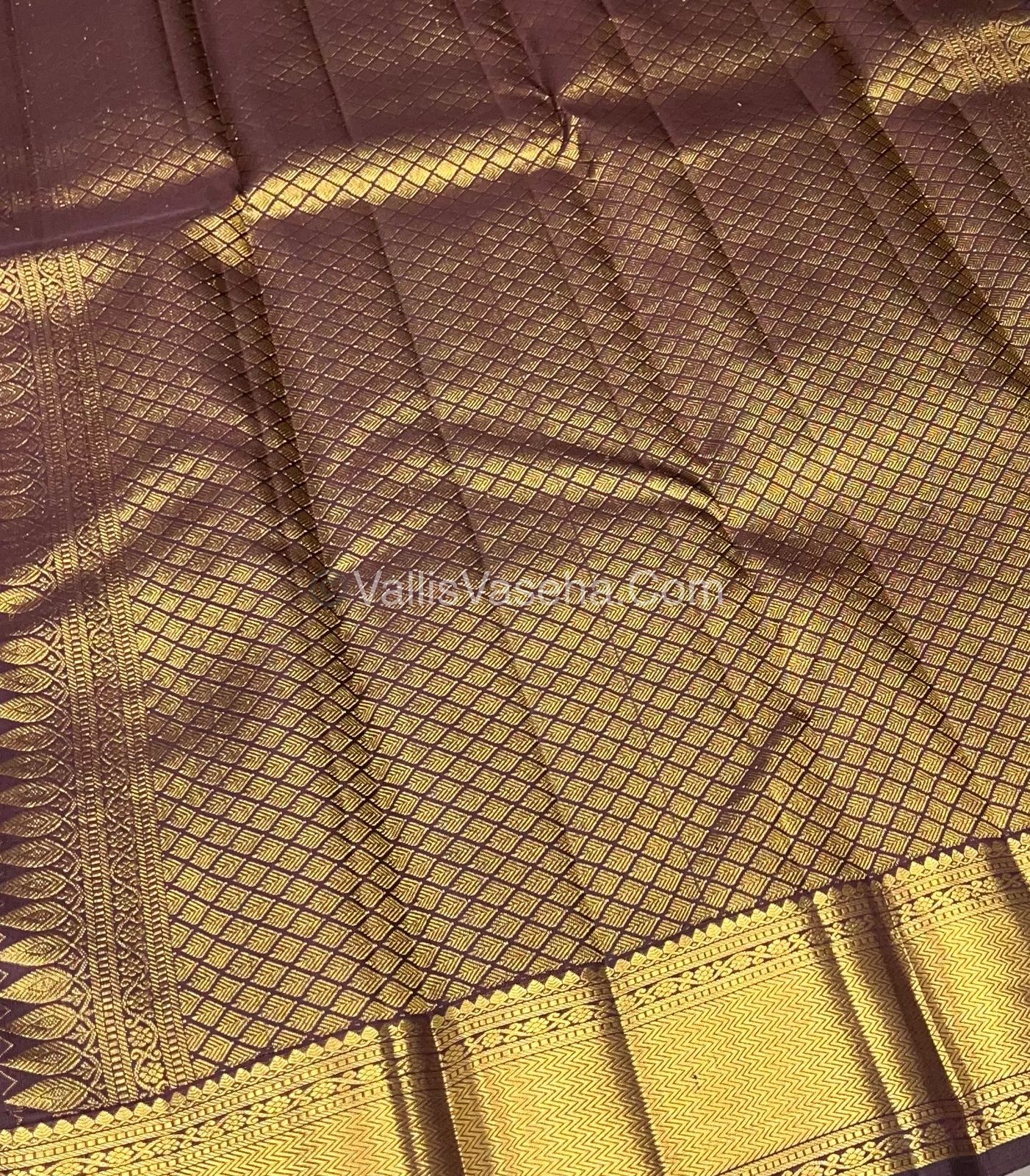 Pure Kanchipuram Silk Saree - Rust Orange & Wine Brown shade - VVPS021