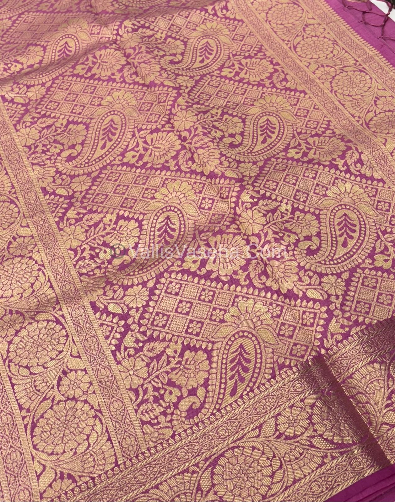 Semi Tussar Silk - Grand Pallu  - Onion Pink Shade - VVSTS029