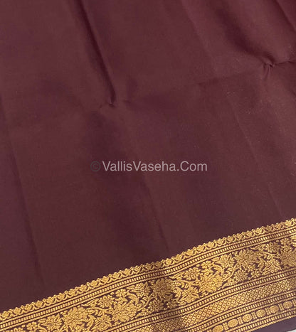 Pure Soft Silk Saree - Kanchi Border - Rust Orange & Wine Brown Combo - VVPSS046
