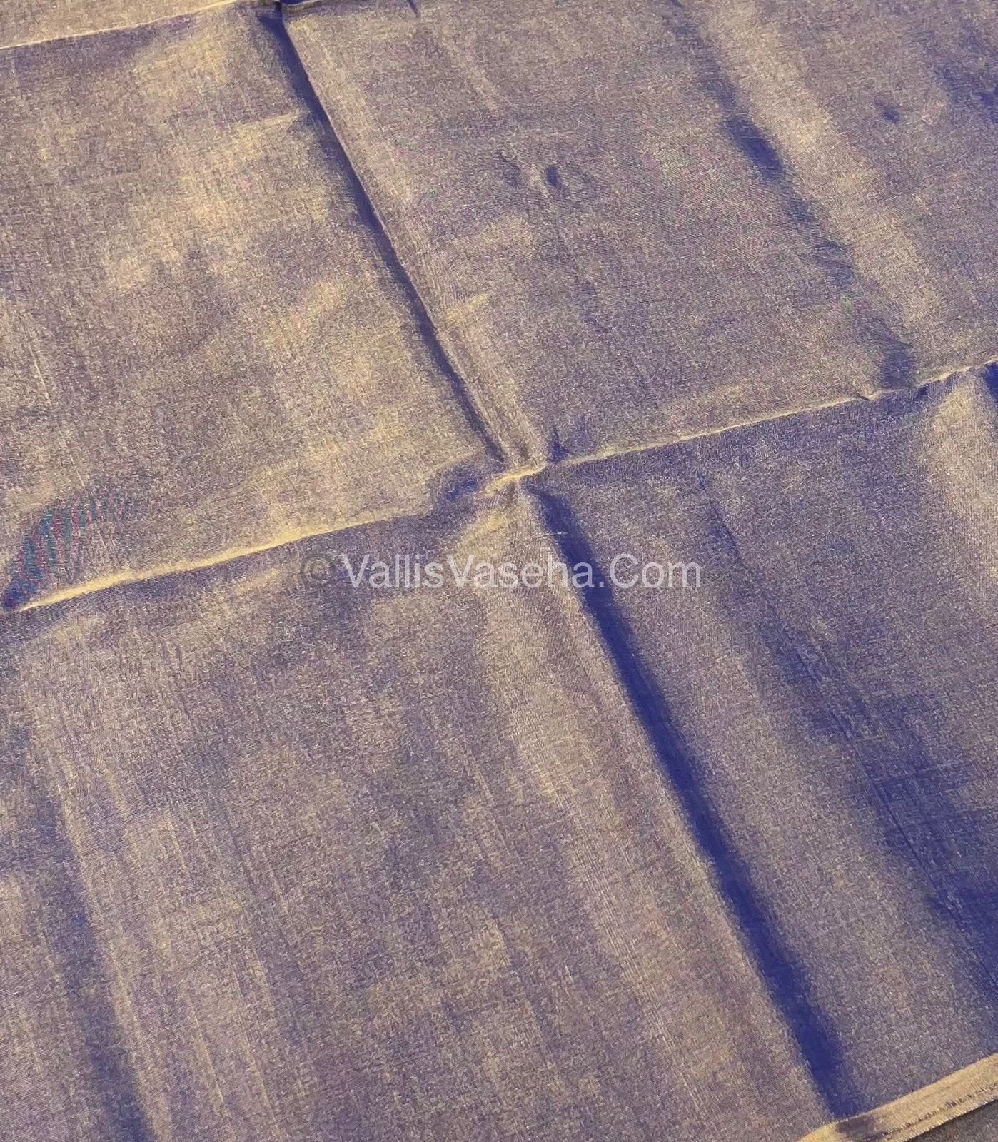 Pure Maheshwari Tissue Silk - Triple Tone Dark Blue & Gold Shade - VVMTS001
