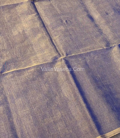 Pure Maheshwari Tissue Silk - Triple Tone Dark Blue & Gold Shade - VVMTS001