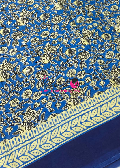 Pure Soft Mul Mul Cotton Sarees - Hand Block Prints - VVMMC011
