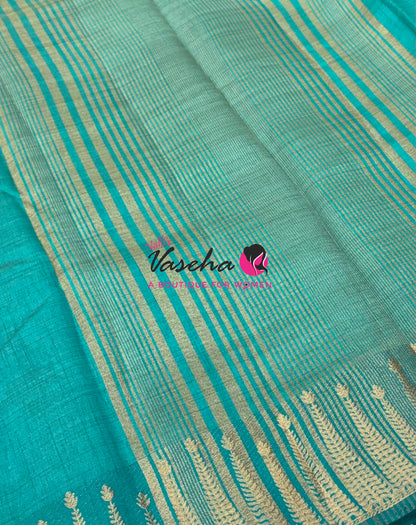 Semi Tussar Silk Saree | Blue Shade |VVSTS050