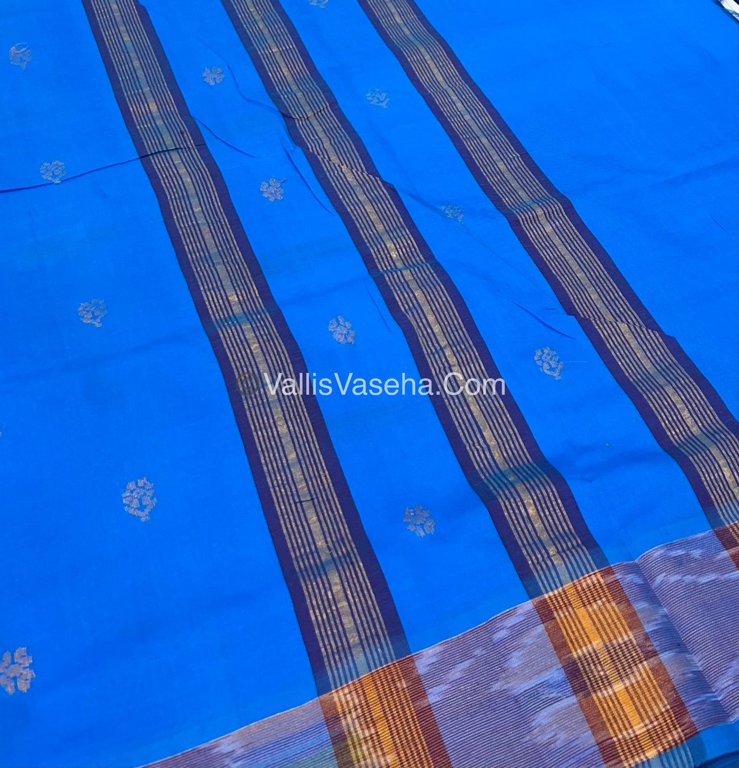 Semi Silk Cotton Saree -  Purple & Blue- VVSSC001