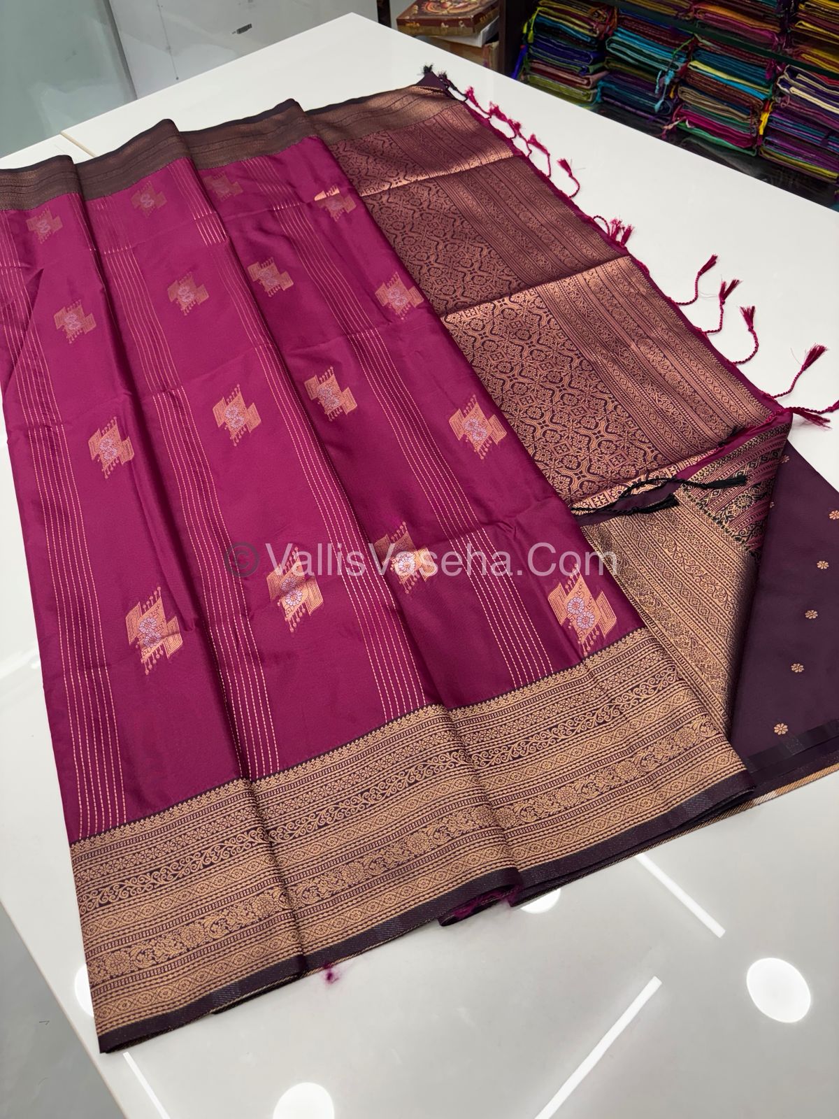 Semi Soft Silk - Light Purple With Dark Purple Shade -VVSSS032 - 5