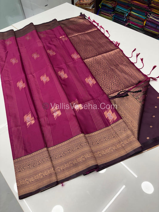 Semi Soft Silk - Light Purple With Dark Purple Shade -VVSSS032 - 5