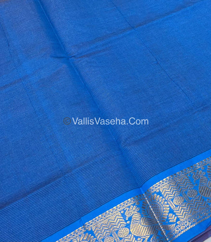 Semi Silk Cotton Saree - Red With Blue Shade - VVSSC008