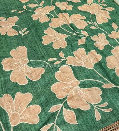 Semi Raw Silk with embroidery work - VVSRS001