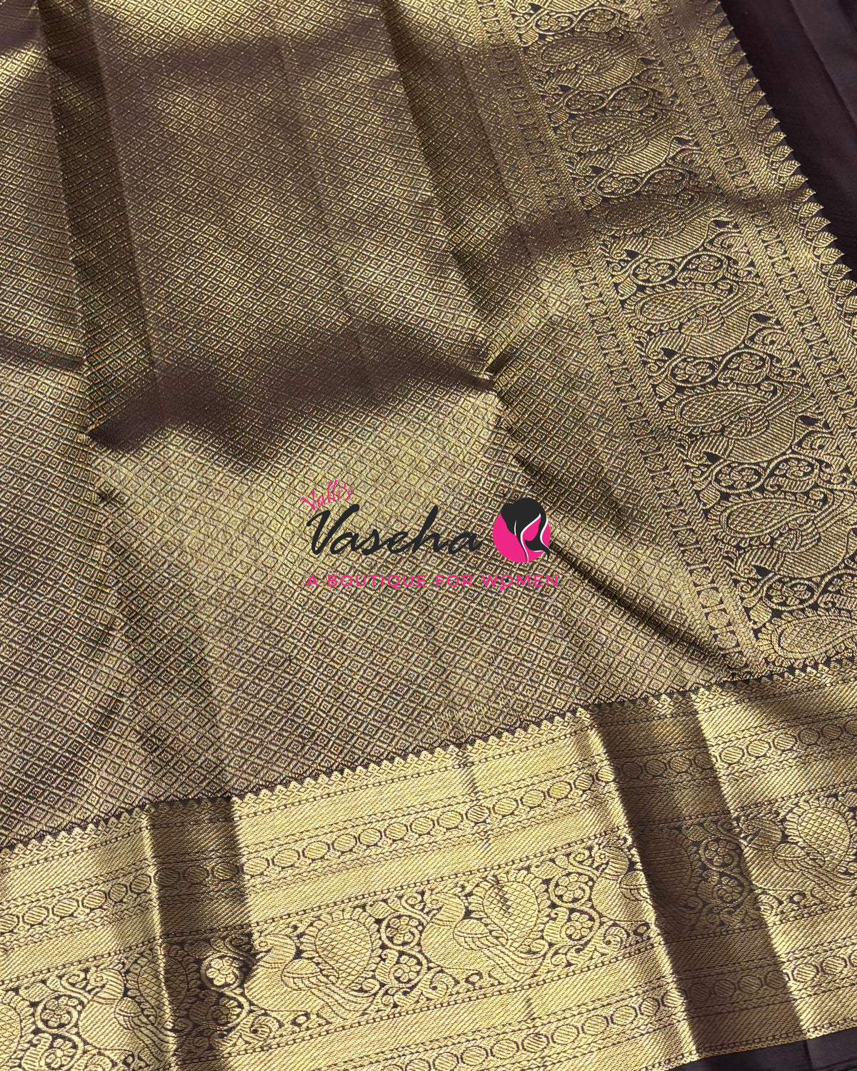 Pure Kanchipuram Silk Saree - Lavender With Brown - VVPS094